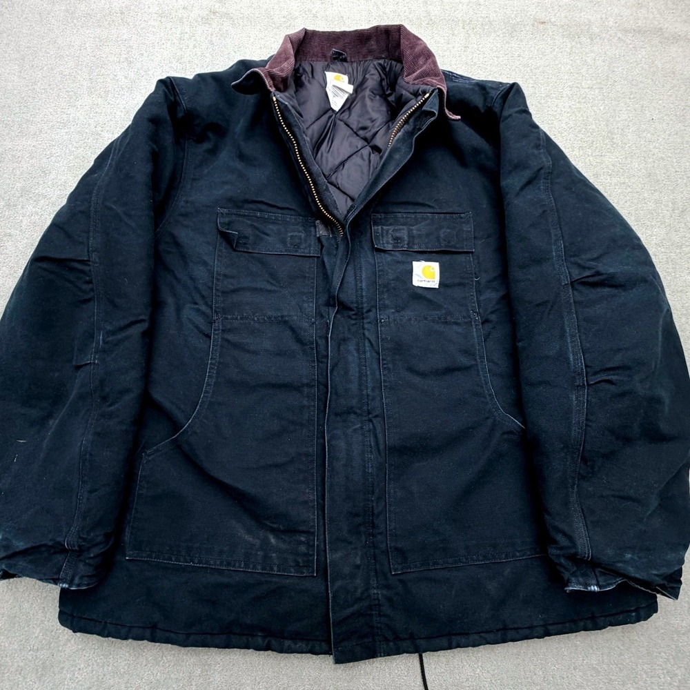 Carhartt C03 BLK Arctic Traditional Coat Black Duck Canvas Quilt Lined Tall 54